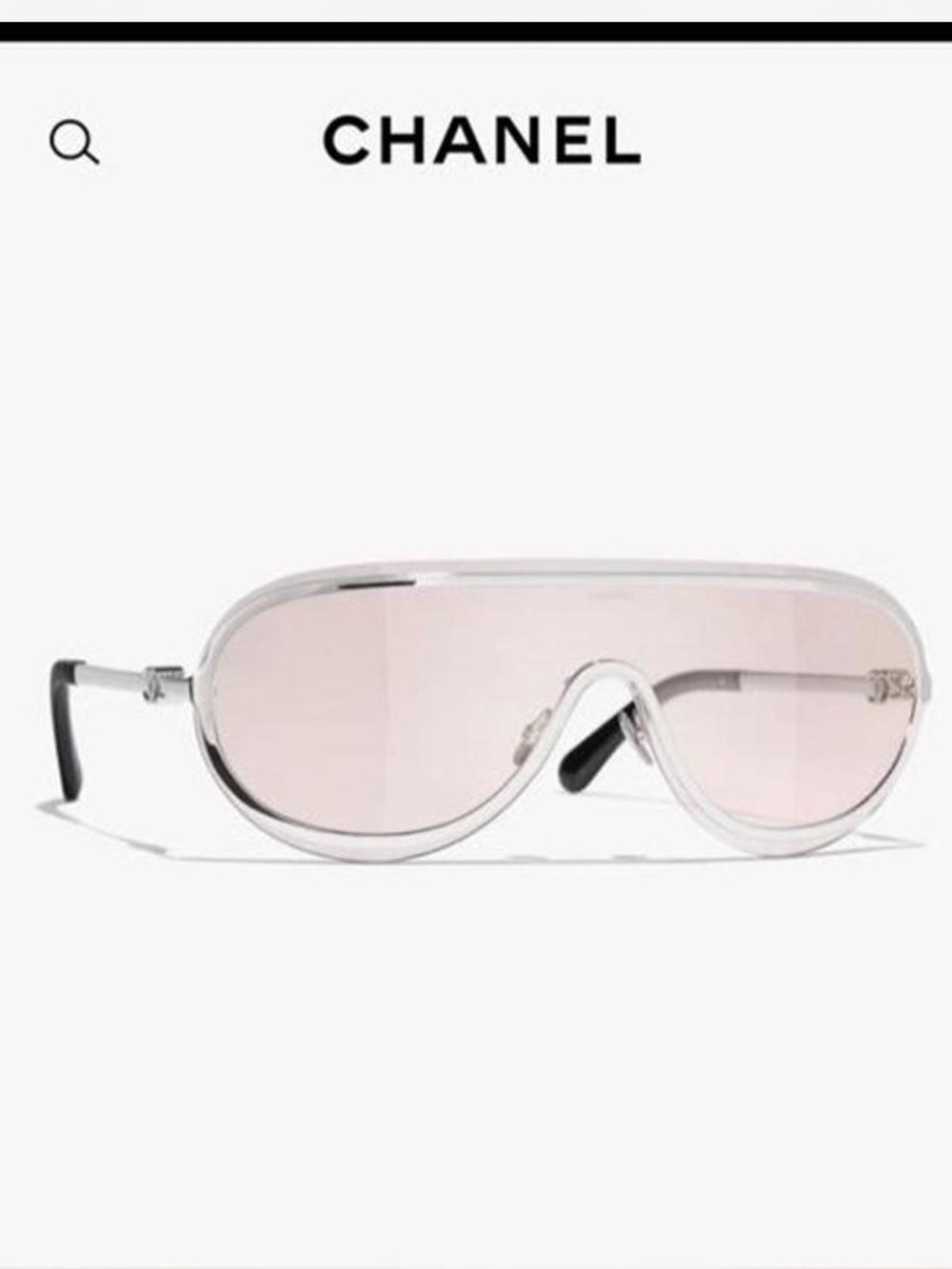CHANEL Silver Frame Sunglasses with Pink Lenses